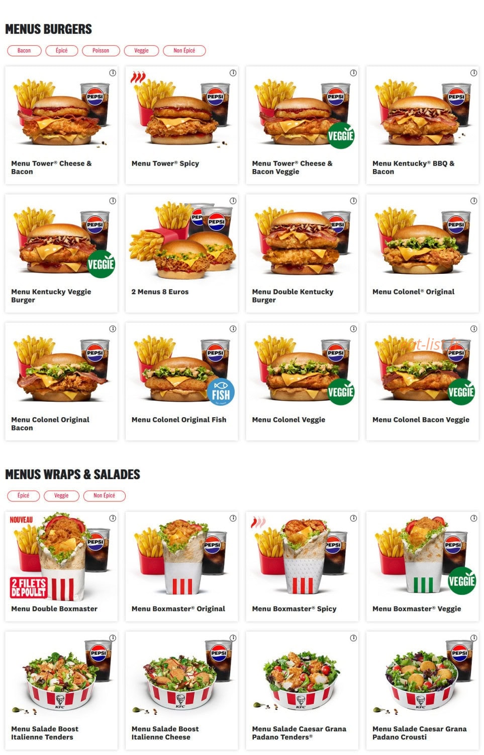 KFC — carte page 4