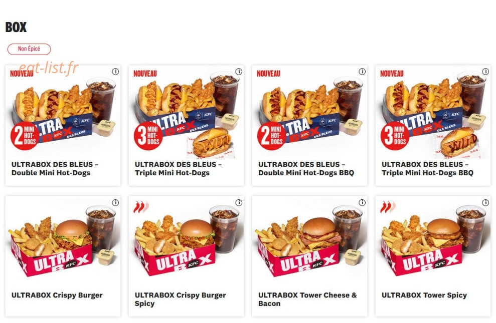 KFC — carte page 5