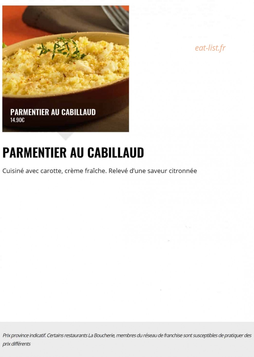 La Boucherie — carte page 16
