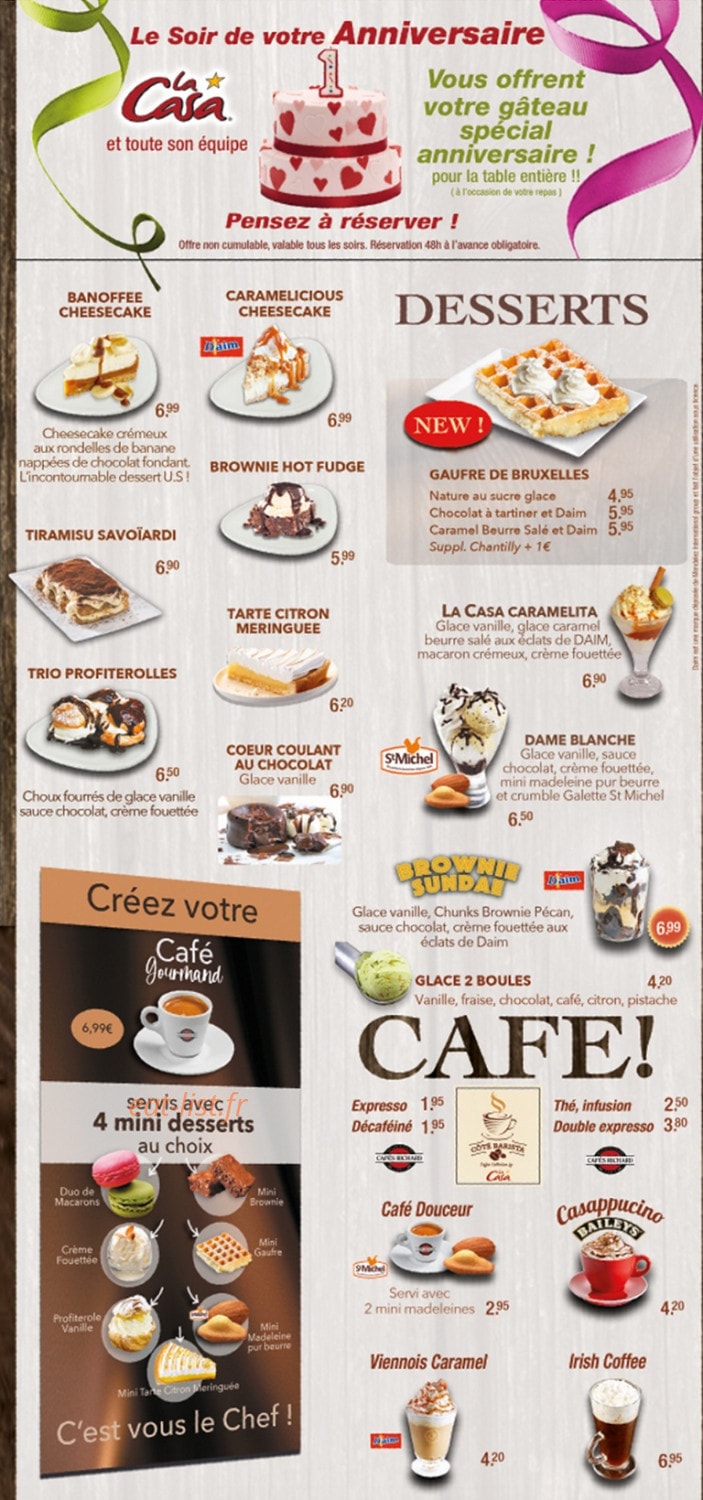 Menu La Casa - Desserts