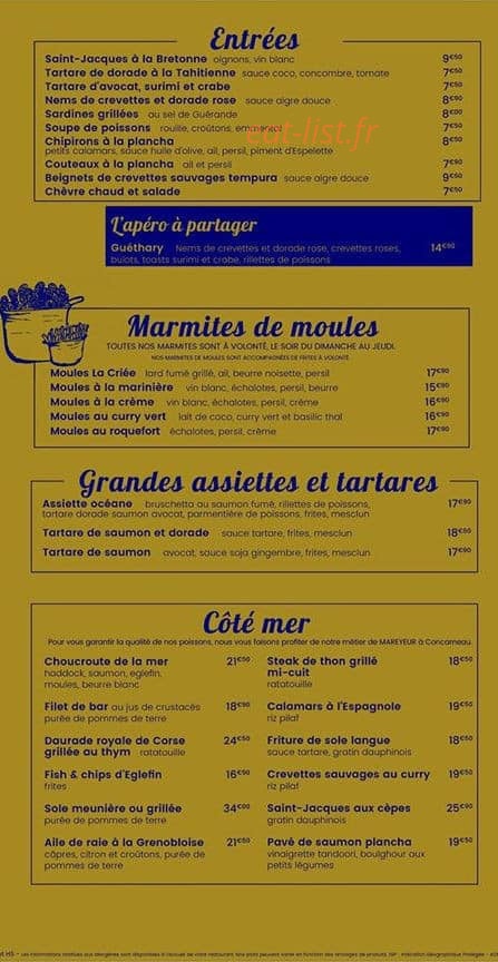 La Criée — carte page 2