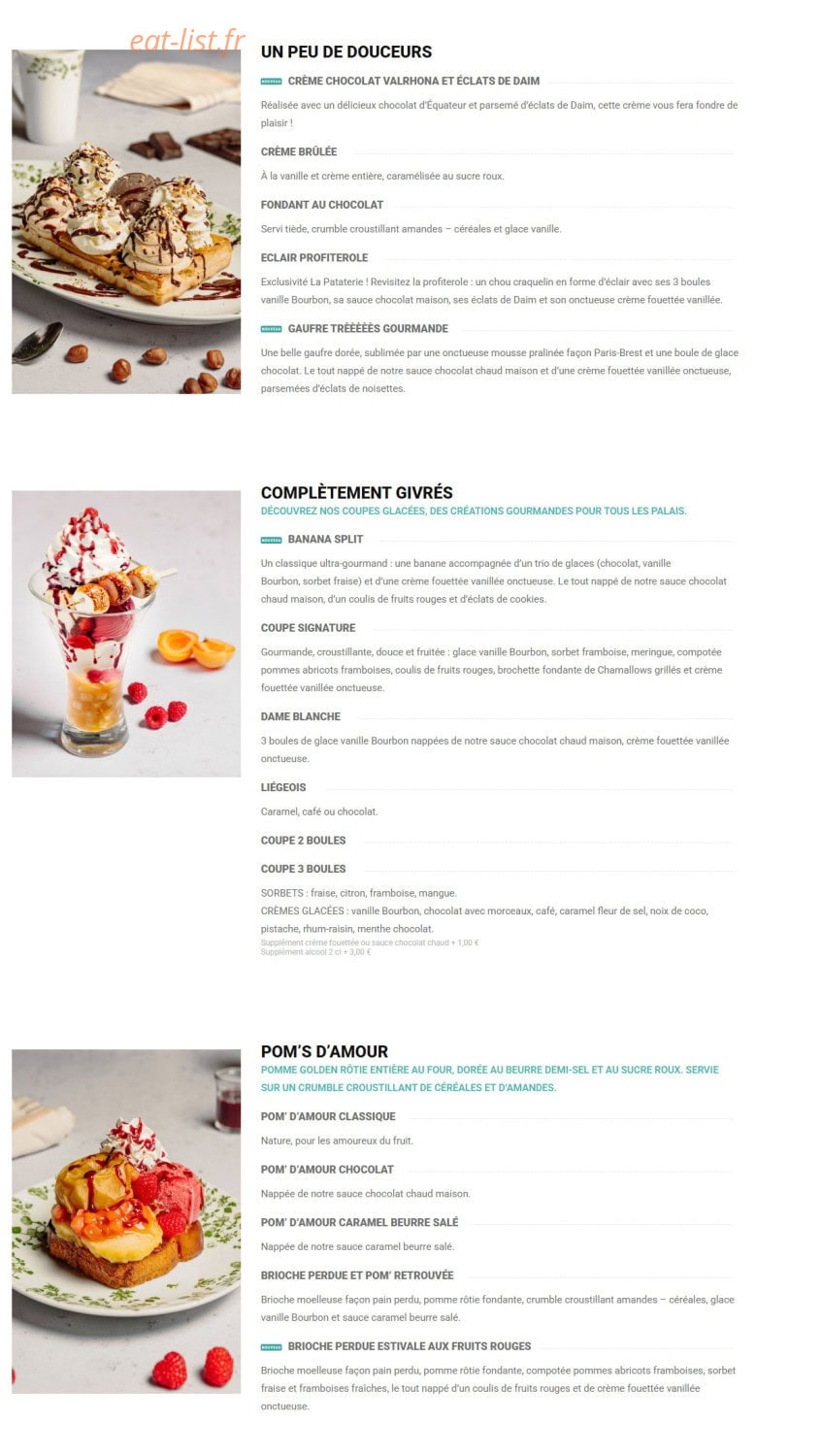 La Pataterie — carte page 12