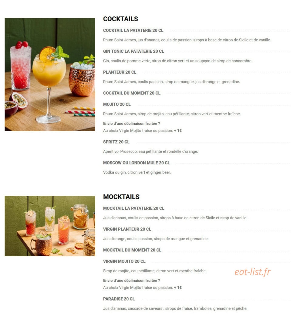 La Pataterie — carte page 2
