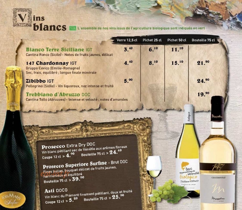 Menu La Scala - Les boissons 8