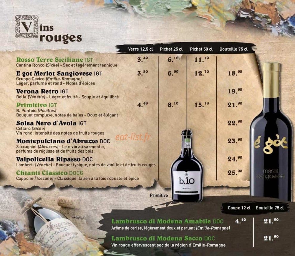 Menu La Scala - Les boissons 10