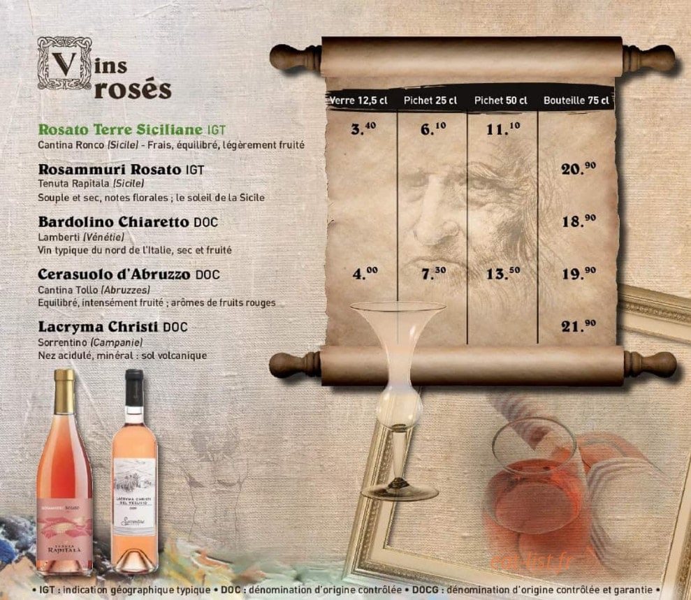 Menu La Scala - Les boissons 9