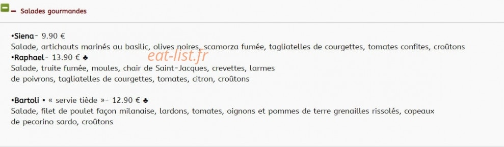 Menu La Scala - Salade à emporter