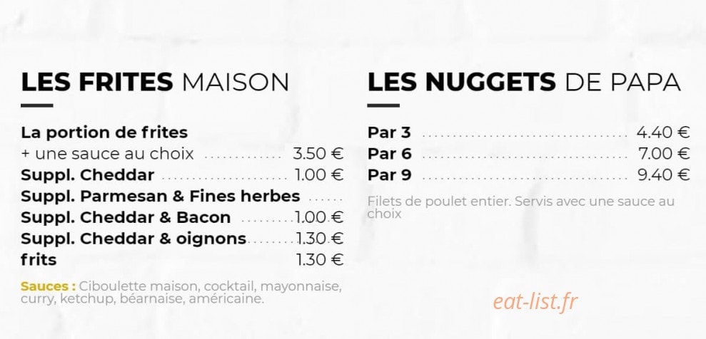 Les Burgers de Papa — carte page 2