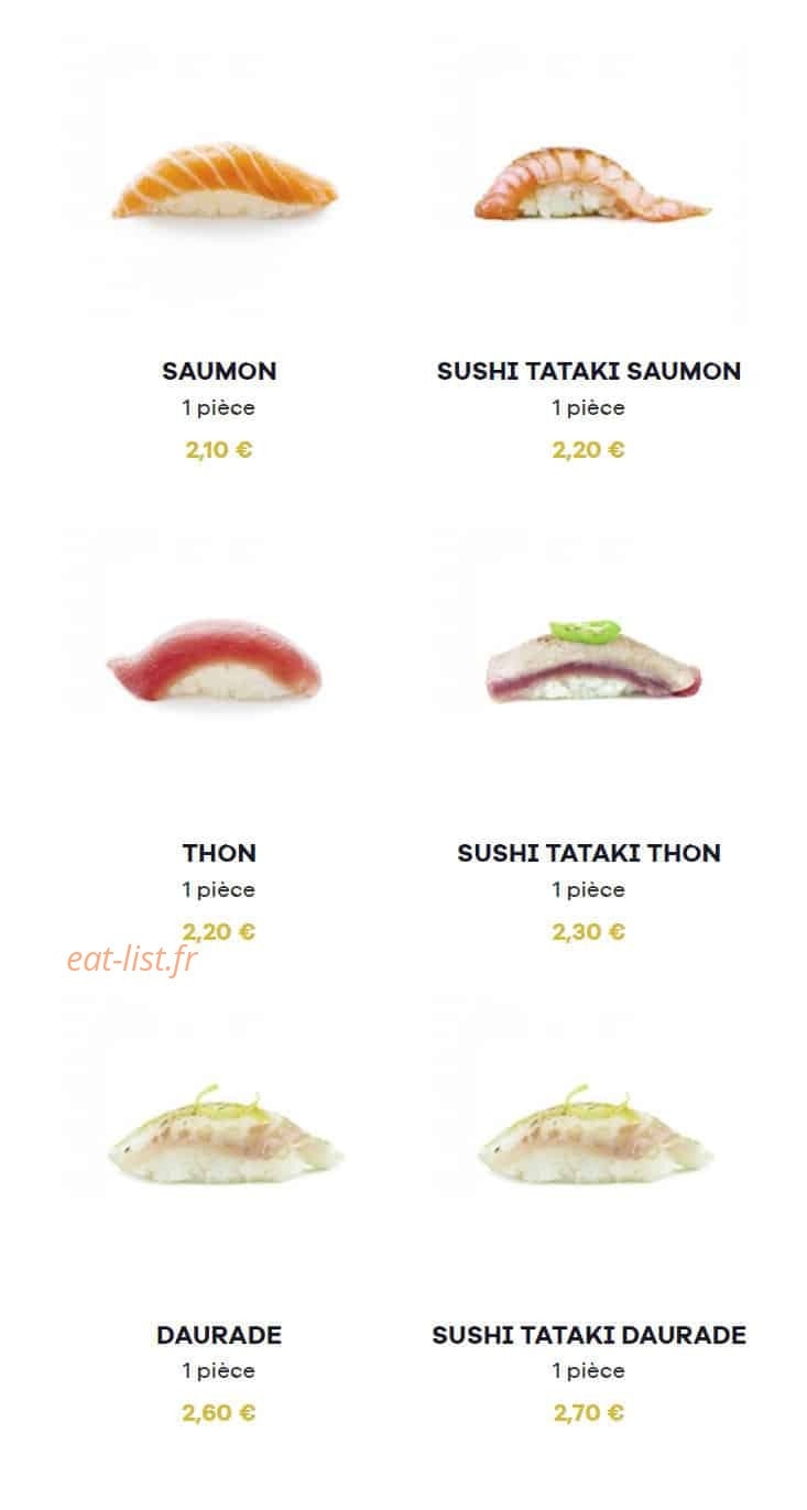 Menu Nikki Sushi - Sushis - Menu Aix en Provence centre