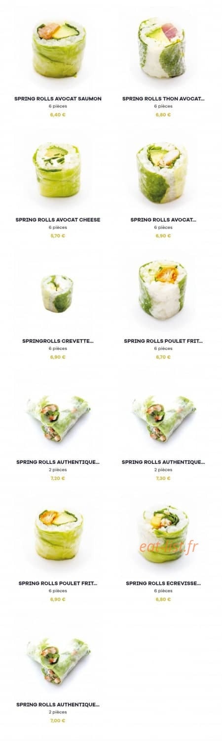 Menu Nikki Sushi - spring rolls - Menu Aix Pont de l'arc