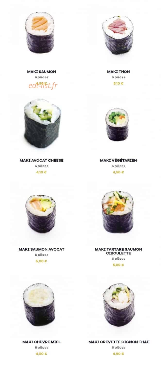 Menu Nikki Sushi - maki - Menu Aix Pont de l'arc