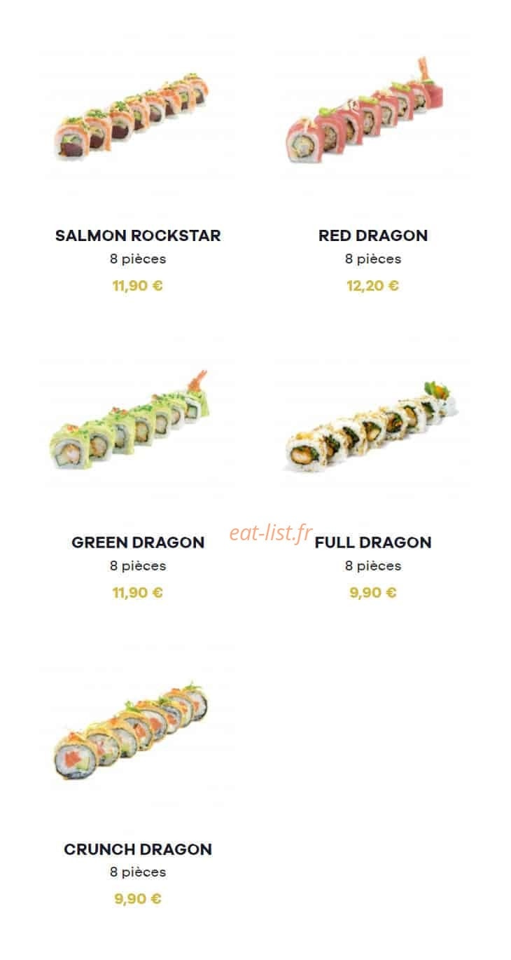 Menu Nikki Sushi - Dragon - Menu Aix en Provence centre