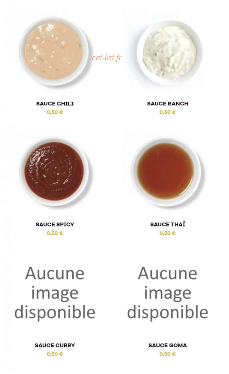 Menu Nikki Sushi - sauces - Menu Aix Pont de l'arc