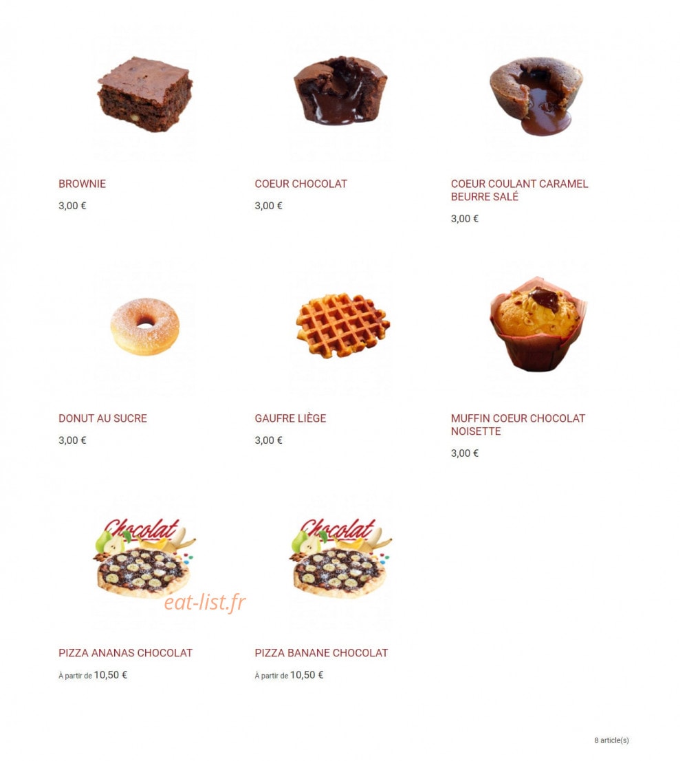 Menu Pizza Bonici - Desserts