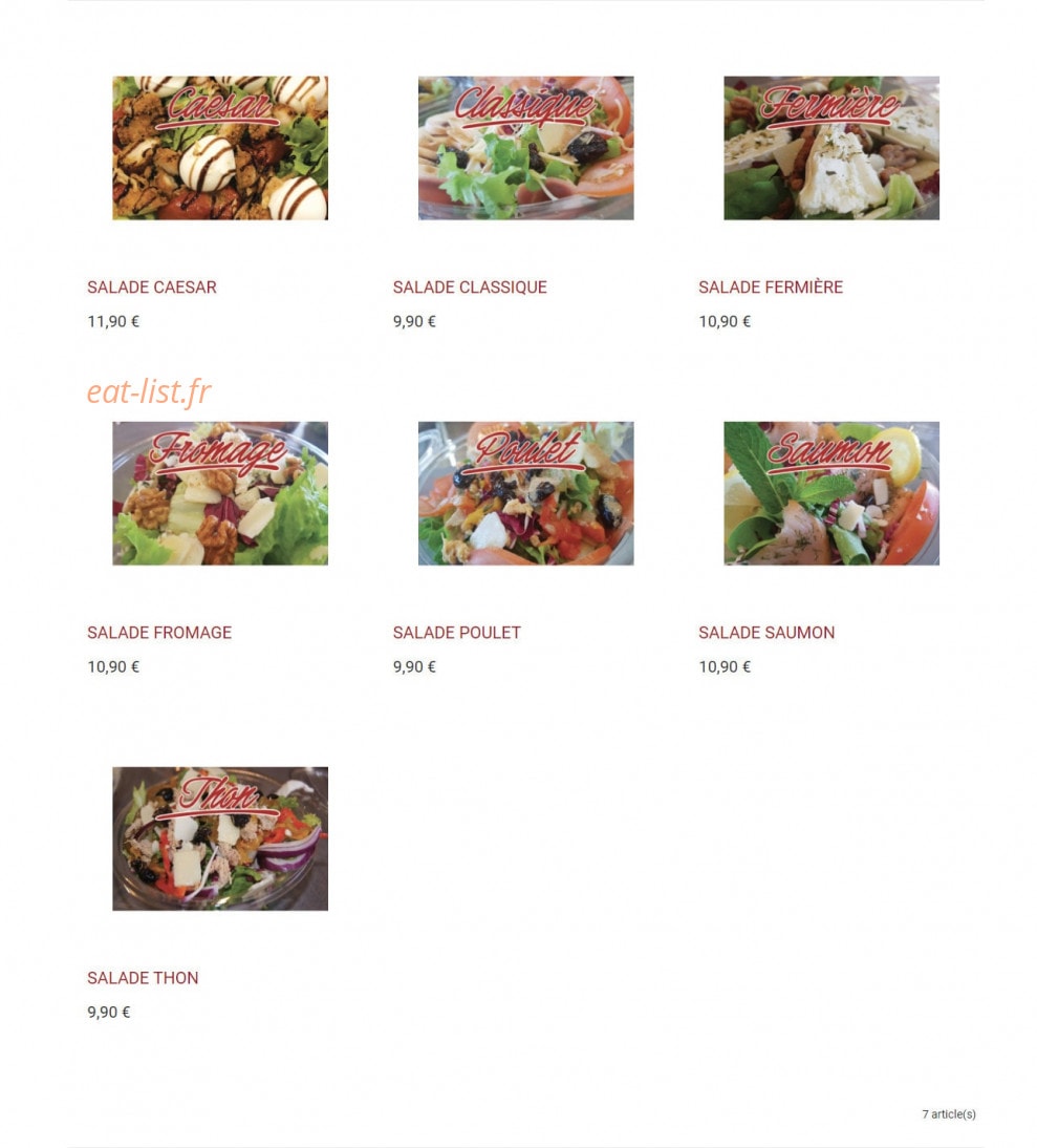 Menu Pizza Bonici - Salades