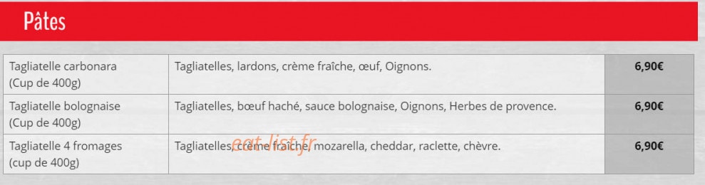 Menu Pizza Plazza - Pizza Plazza Coulaines Le Mans - Pâtes