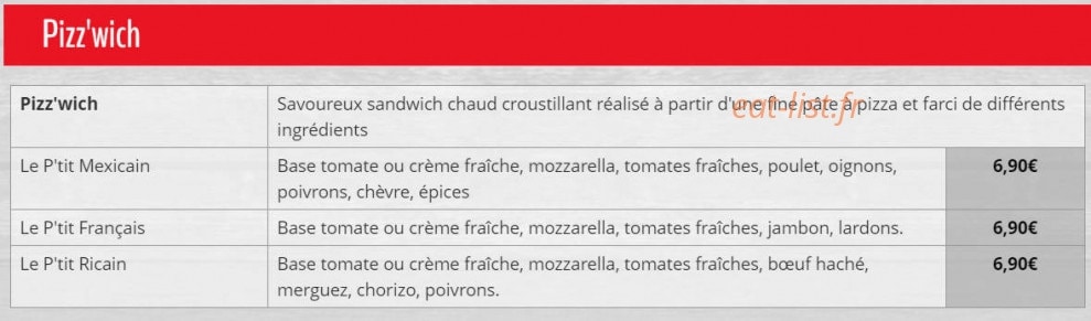 Menu Pizza Plazza - Pizza Plazza Coulaines Le Mans - Pizz'Wich