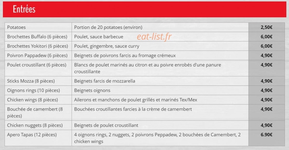 Menu Pizza Plazza - Pizza Plazza Coulaines Le Mans - Entrées