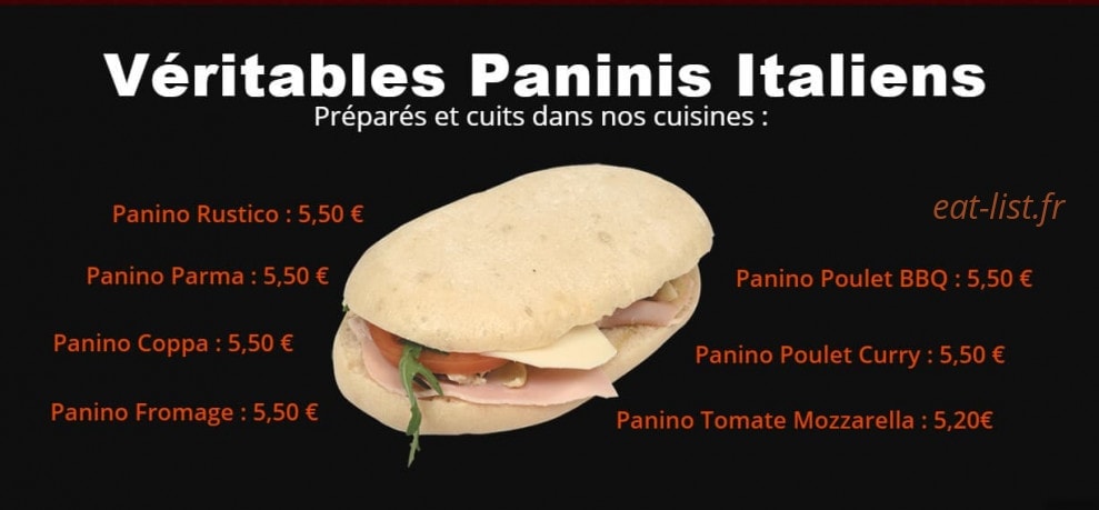 Menu Pizza Rustica - Les paninis