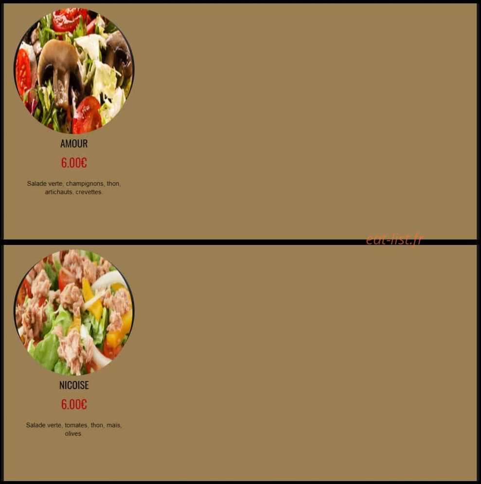 Menu Pizza Service - Pizza Service Grigny - Salades 1