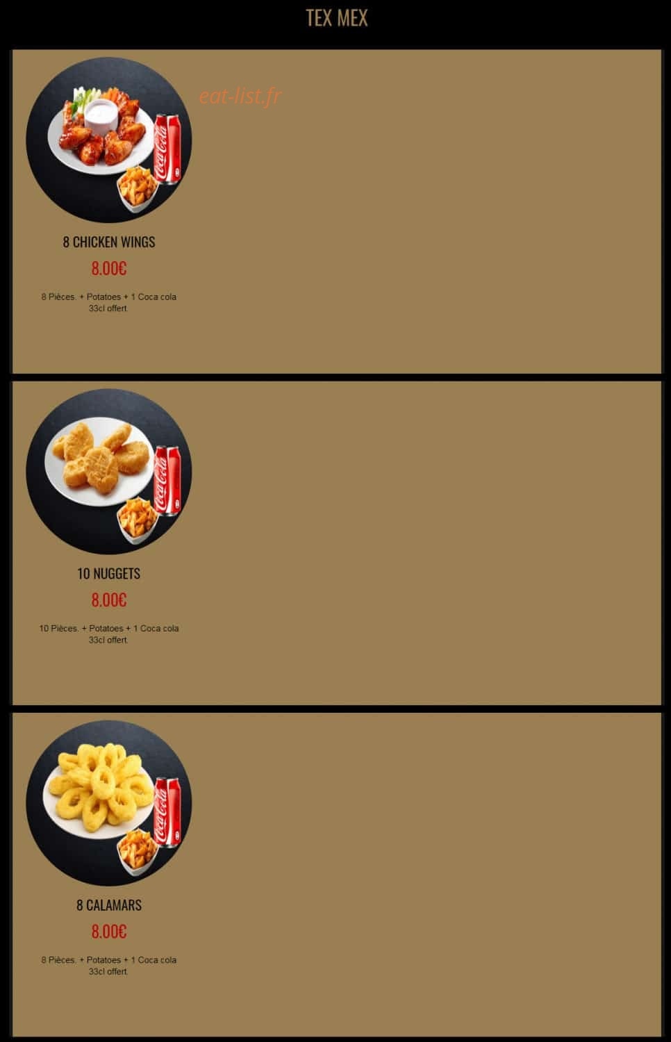 Menu Pizza Service - Pizza Service Grigny - Tex Mex