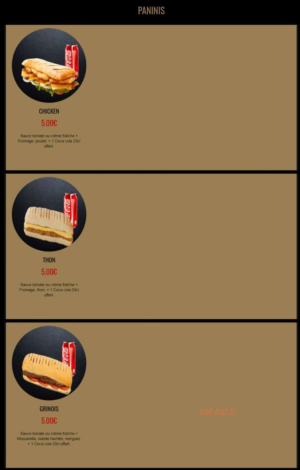 Menu Pizza Service - Pizza Service Grigny - Paninis