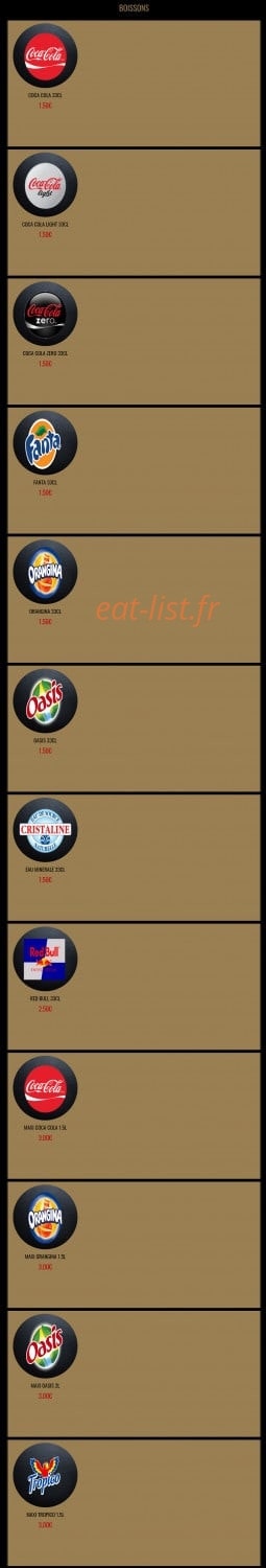 Menu Pizza Service - Pizza Service Grigny - Boissons