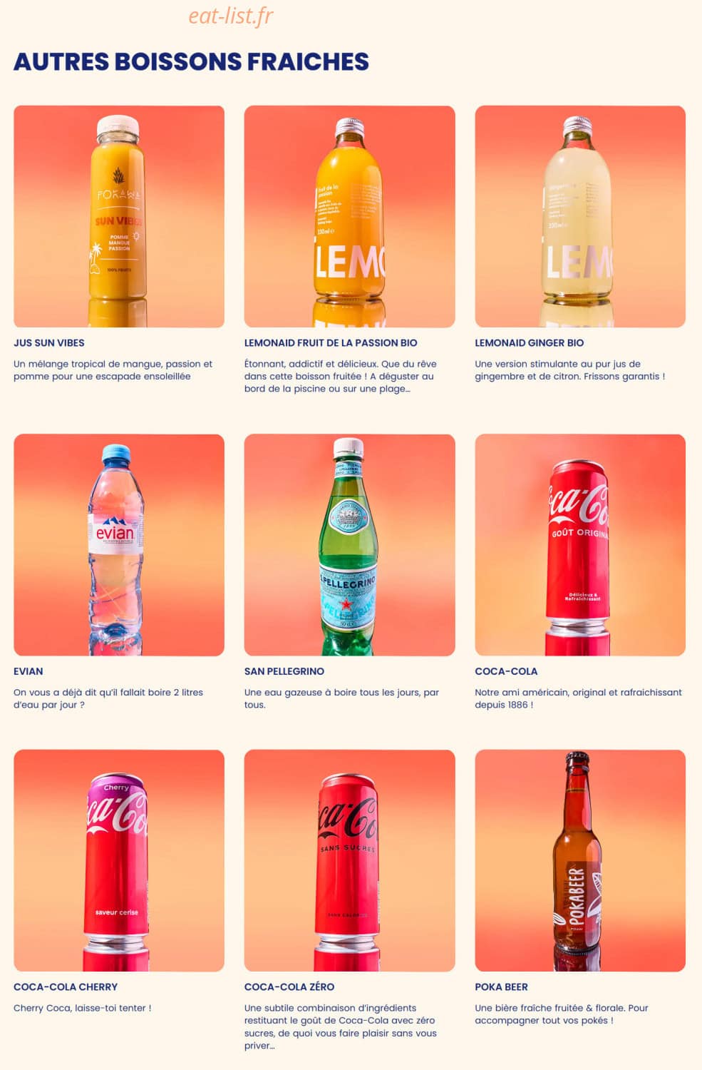 Menu Pokawa - Autres boissons fraiches