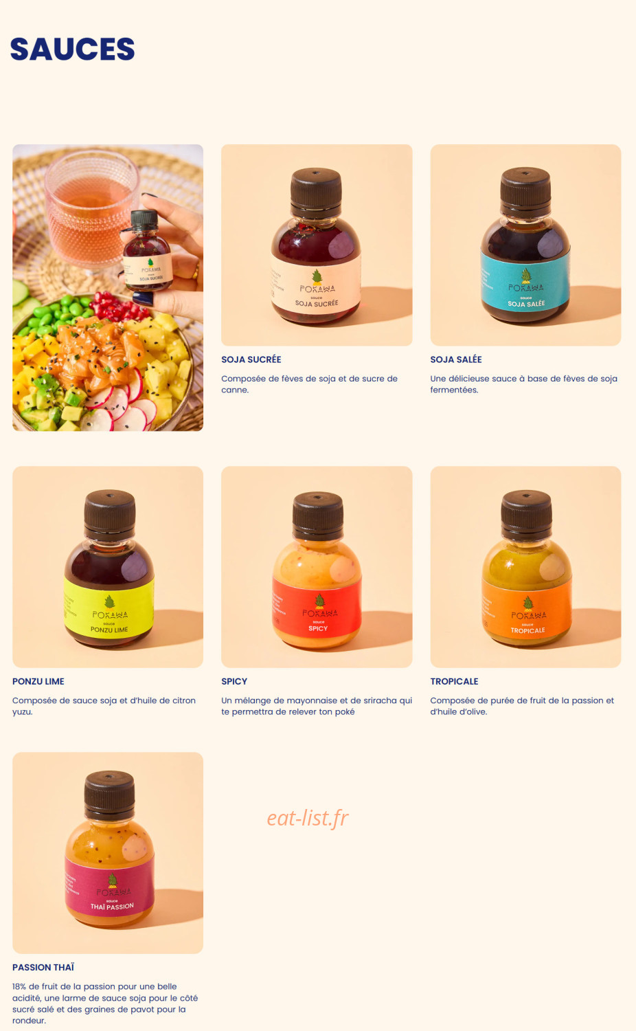 Menu Pokawa - Sauces