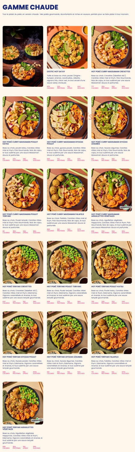 Menu Pokawa - Gamme chaude