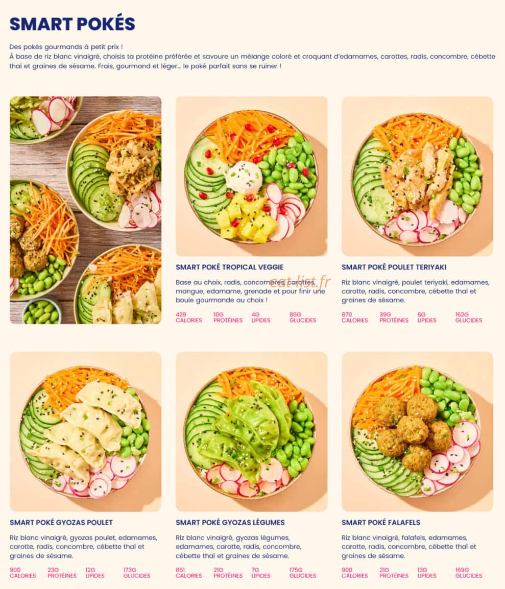 Menu Pokawa - Smart pokés