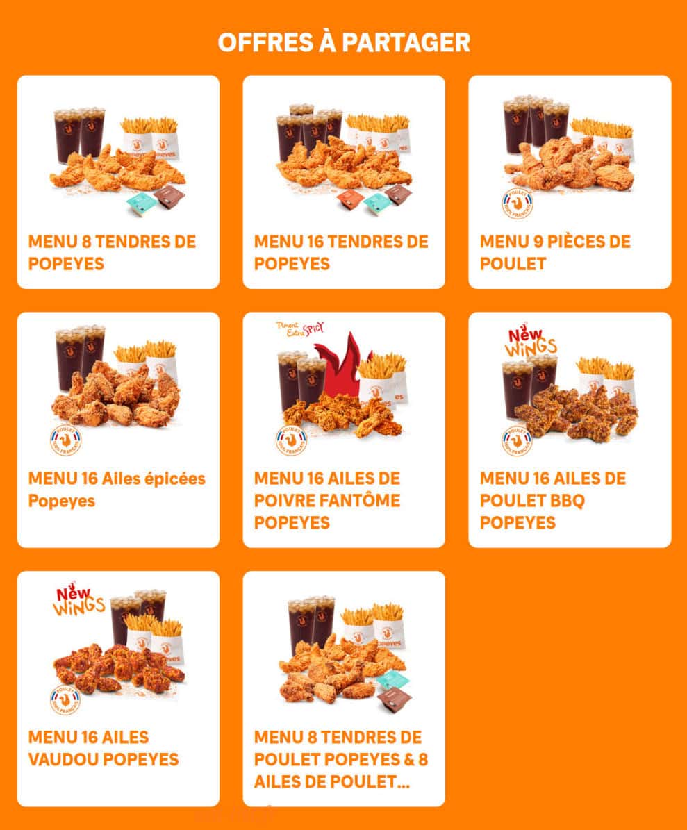Popeyes — carte page 4