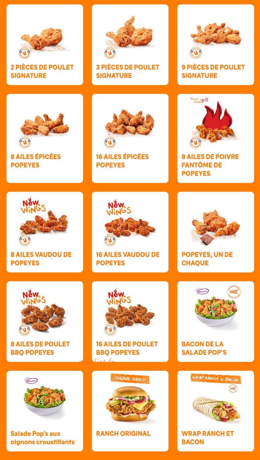 Popeyes — carte page 11
