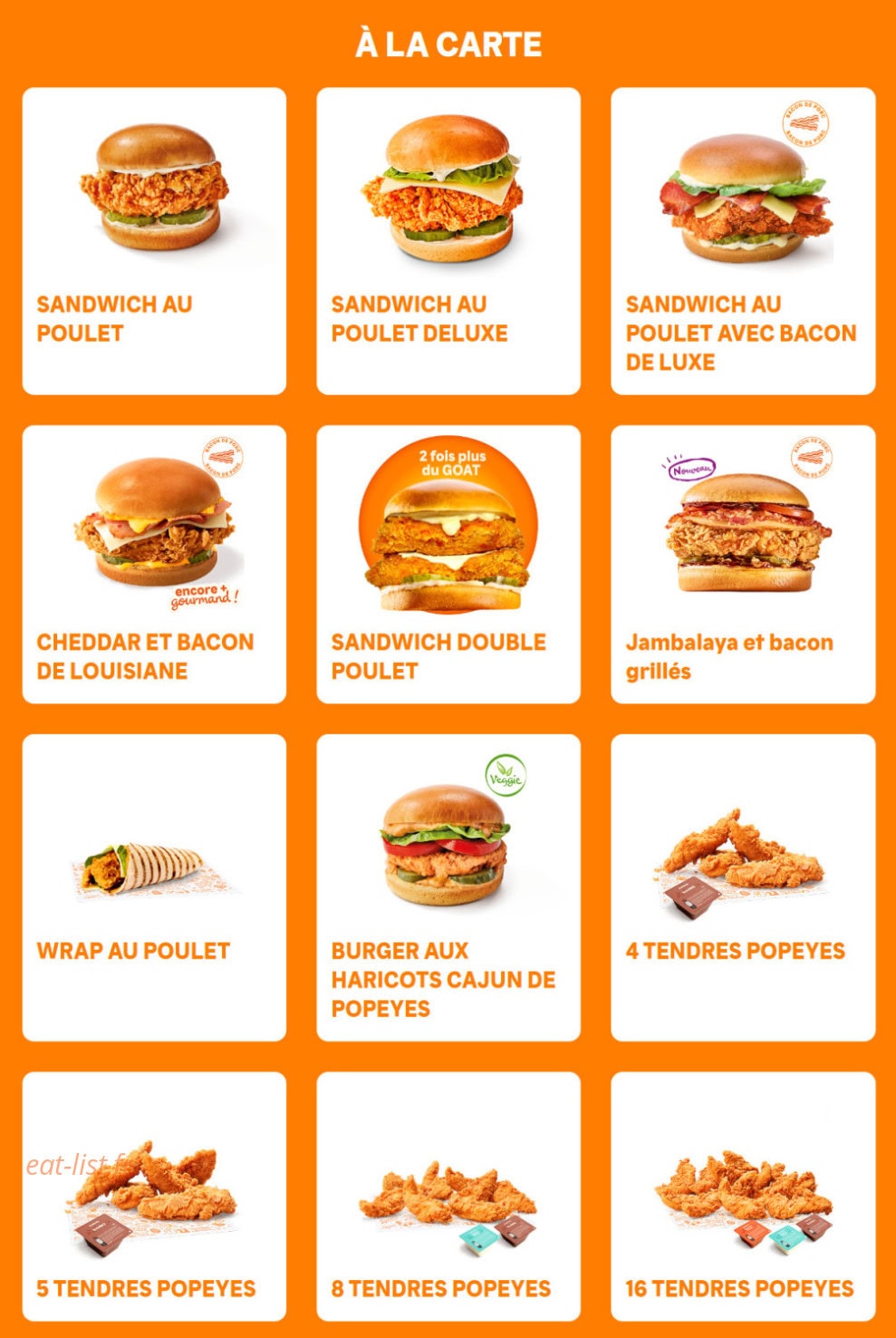 Popeyes — carte page 10