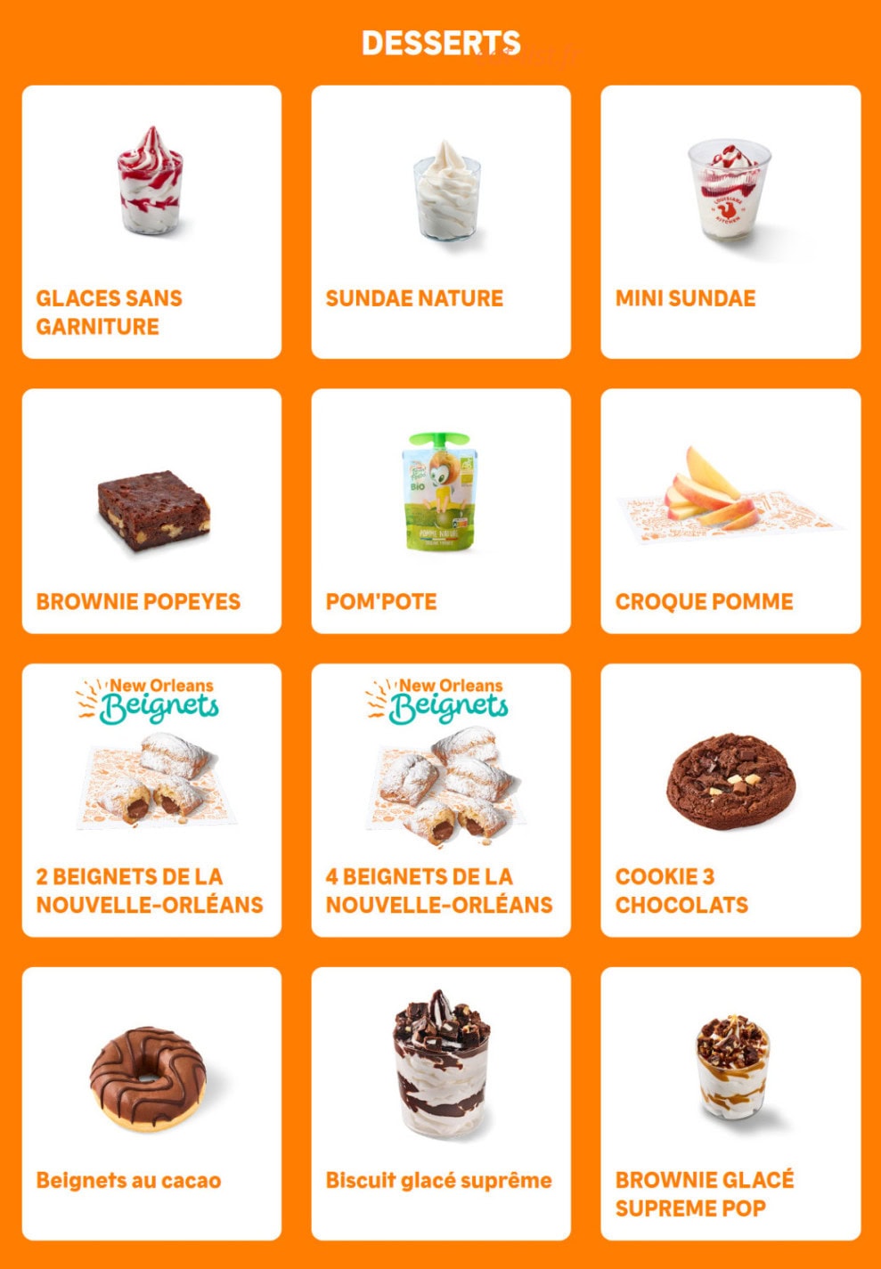 Popeyes — carte page 8