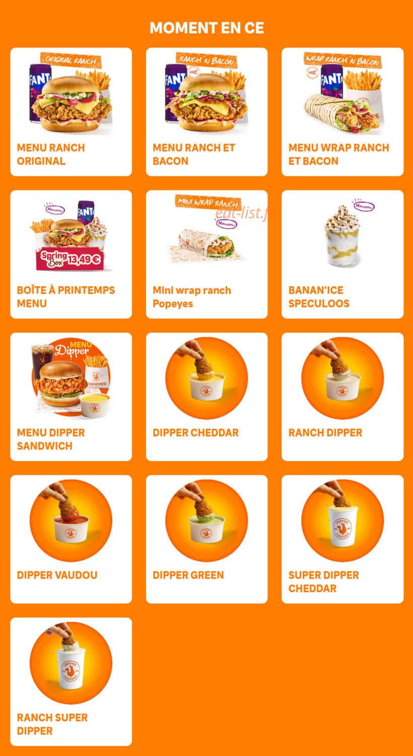 Popeyes — carte page 1