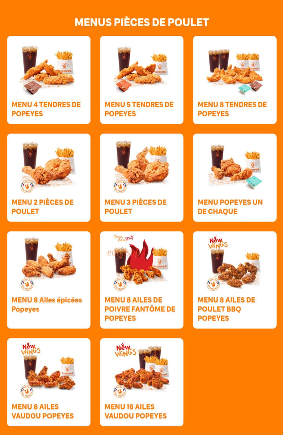 Popeyes — carte page 3