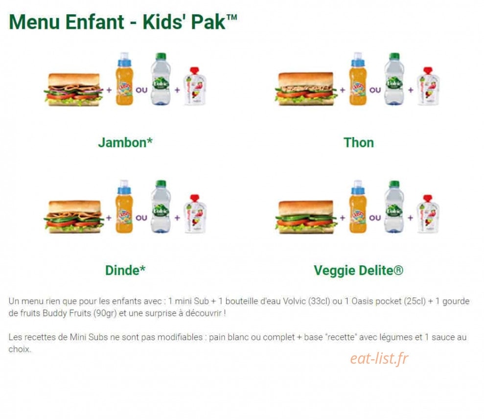 Subway — carte page 23
