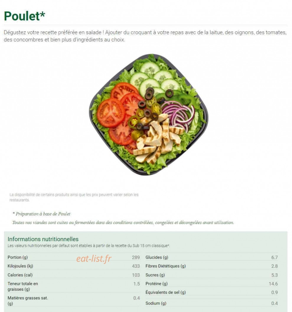 Subway — carte page 21