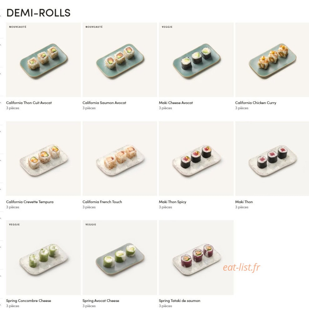 Menu Sushi Shop - Demi  rolls