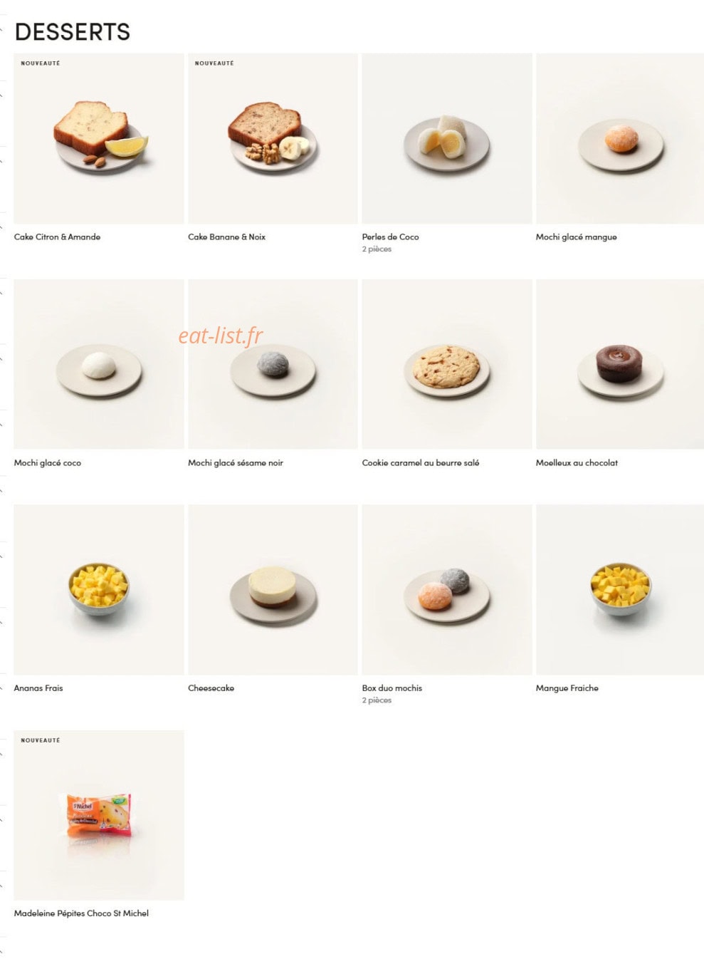 Menu Sushi Shop - Les desserts