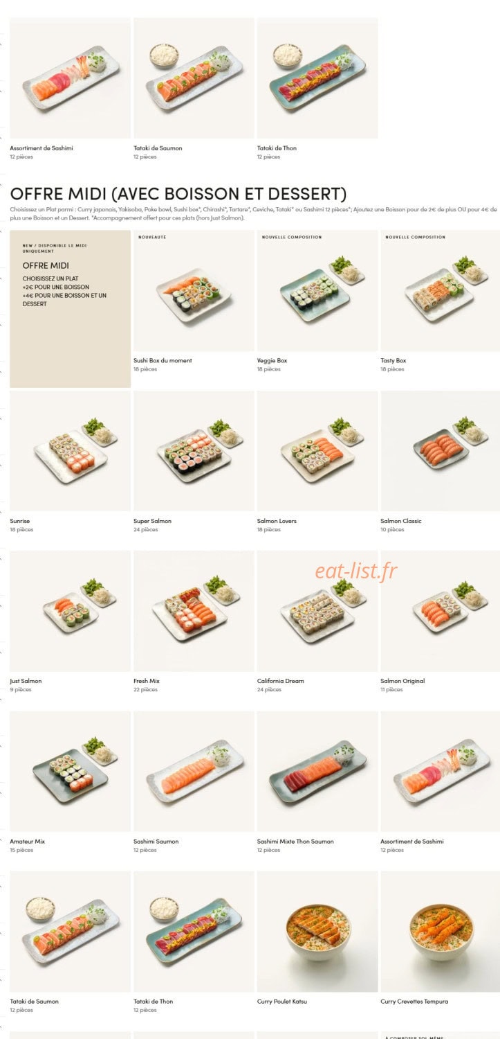 Menu Sushi Shop - Offre midi