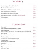 Carte et menu de Brasserie du Théâtre à Bourg en Bresse — les desserts et coin du glaces