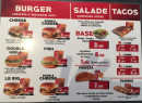 Menu T Pizza - Les burgers, salades et tacos