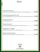 Menu La Storia - Les pates