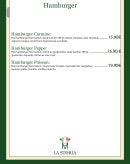 Menu La Storia - Les hamburgers