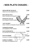 Menu Le bistrot du marché - Les plats chauds
