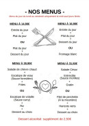 Menu Le bistrot du marché - Les menus