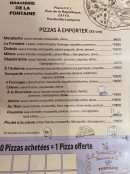 Carte et menu de Bistrot De La Fontaine à Hauteville Lompnes — Les pizzas