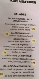 Carte et menu de Bistrot De La Fontaine à Hauteville Lompnes — Les salades